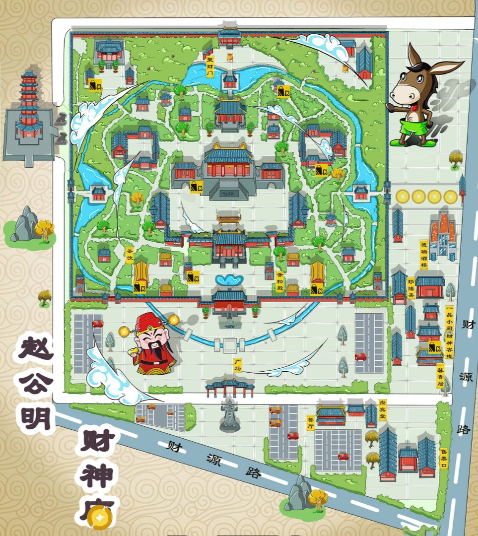 庆安寺庙类手绘地图